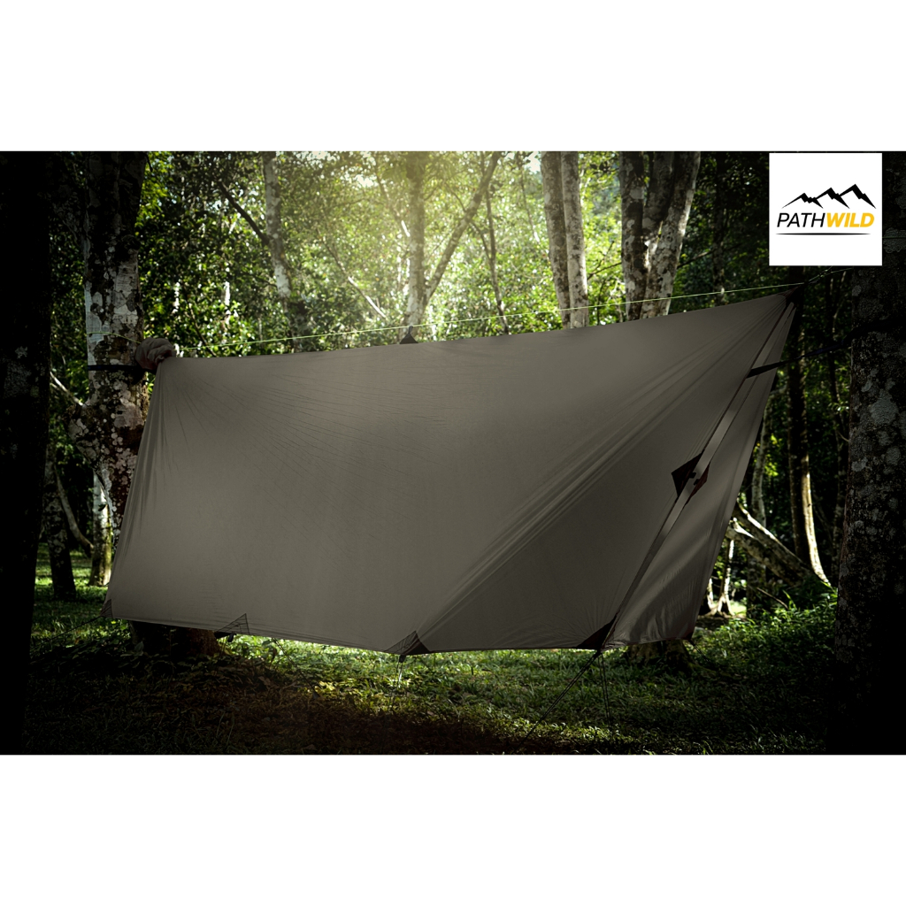 Flysheet Thai 15d MiniRipstop PU 3.6x3 tarp hammock 2000mm ฟลายชีท ทาร์ป กันฝนกันน้ำ