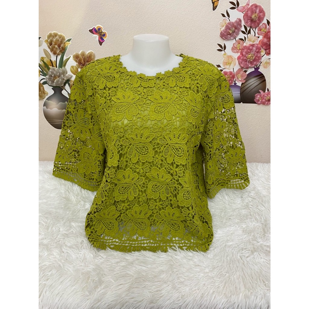 เสื้อลูกไม้ สาวอวบ ใส่ออกงานต่างๆ เสื้อผ้าแฟชั่นสาวอวบ ผู้หญิง อก46-52นิ้ว รุ่น4215-5215