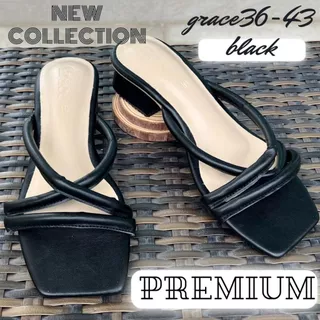 GRACE รุ่นสายกลมพรีเมี่ยม 1.25 นิ้ว(กันลื่น) ไซส์ 36-43 รองเท้าส้นสูงแฟชั่น ผู้หญิงใส่สบายไม่บาดเท้า