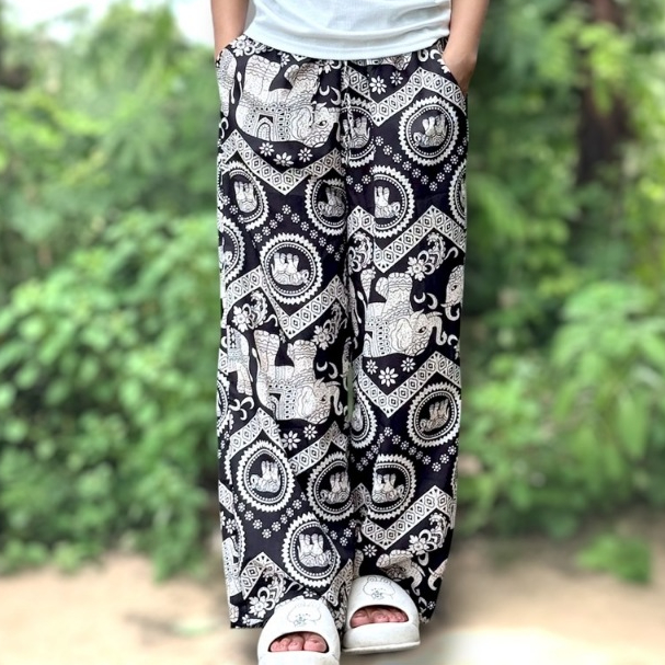 กางเกงยาวลายช้าง ผ้าไหมนุ่ม ใส่ได้ทุกวัน รหัส 218