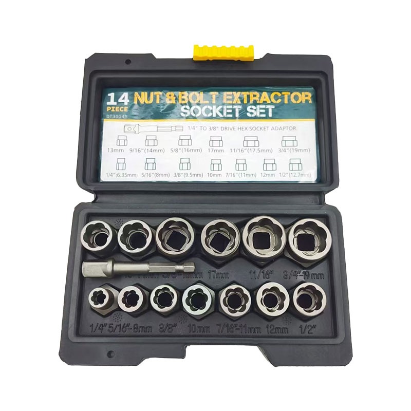 🏠 14ชิ้นชิ้นเซ็ตเสียน๊อตสลักเกลียวหัวซ็อกเก็ตที่จะใช้เครื่องมือสกรูหกเหลี่ยมถอดเกลียวชุดกล่องเครื่องมือชุดน็อตสีดำ - รูปที่ 7