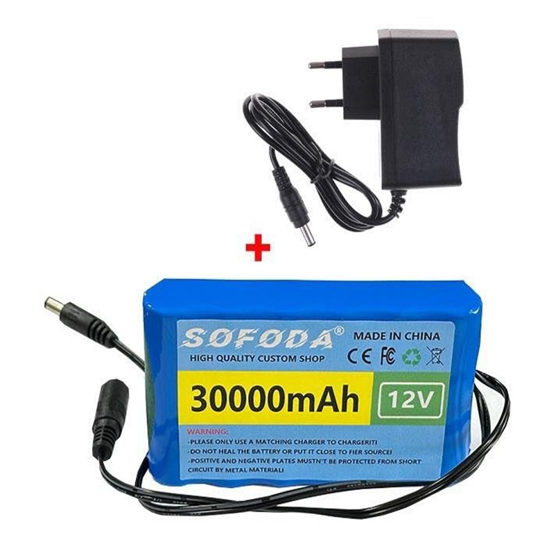 แบตเตอรี่ลิเธียม 12V 30AH/100AH  แบตเตอรี่ 1000W E-bike 12.6V BMS + charger แบตเตอรี่แท้  แบตเตอรี่ร