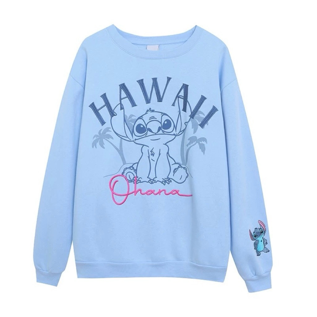 STITCH Hawaii  ohana SWEATSHIRT Lilo&stitch 🧊 STITCH ohana เสื้อสติช 🧊งาน Disney แท้ (TS603)