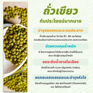 ถั่วเขียวดิบผ่าซีก 500 กรัม ตราเสือบิน | (Green Split Mung Beans)