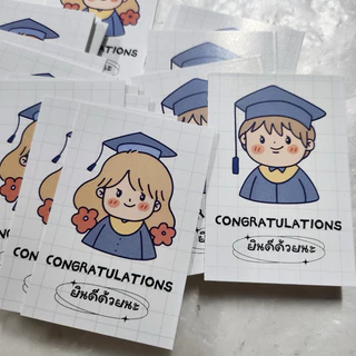 ปัจฉิม การ์ด สติ๊กเกอร์ congratulations 10 แผ่น 5x7.5 cm(รหัส con 38 )