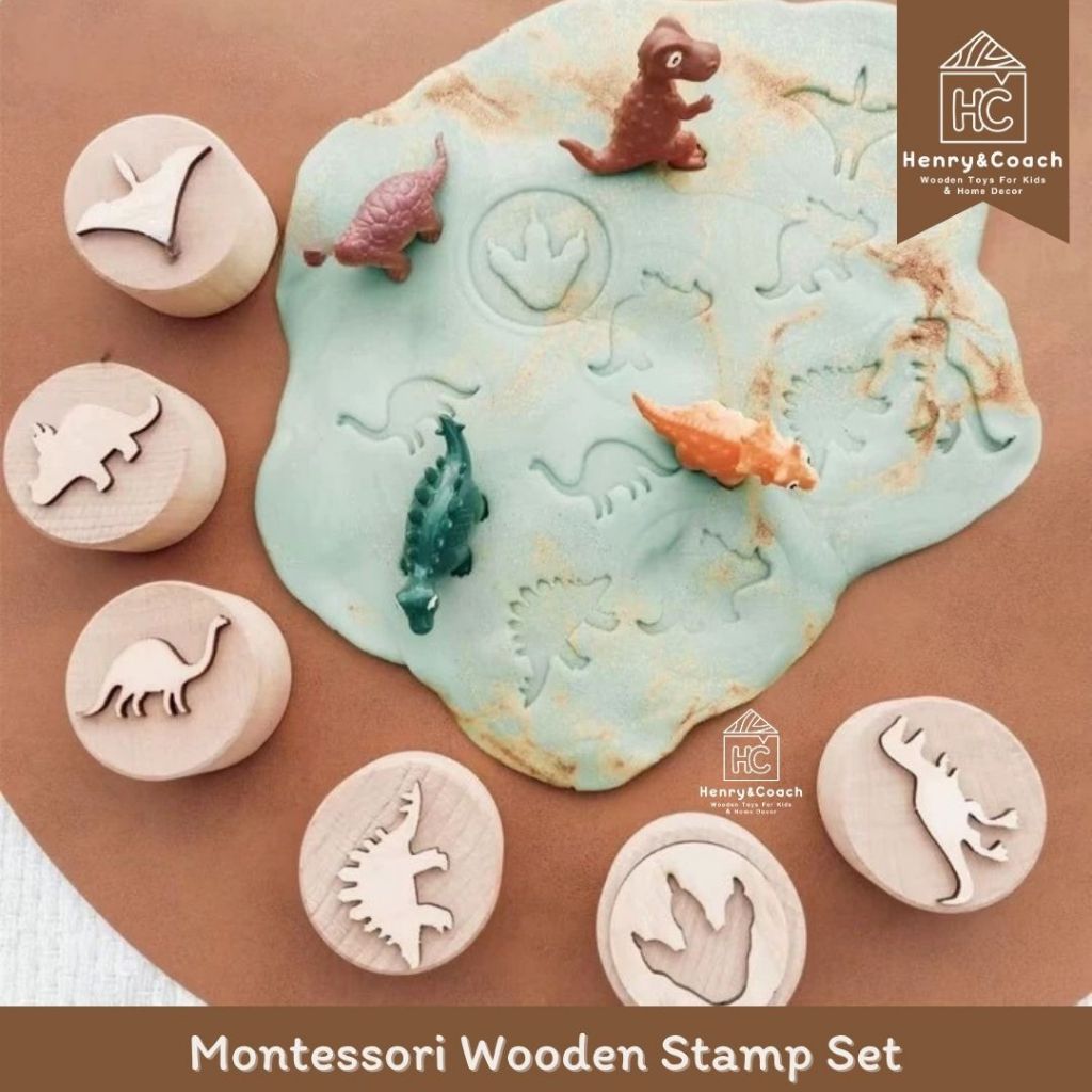Henry&Coach สินค้าพร้อมส่ง Montessori Wooden Stamp แสตมป์ไม้ ตัวปั๊มแป้งโดว์ ดินน้ำมัน B240804200