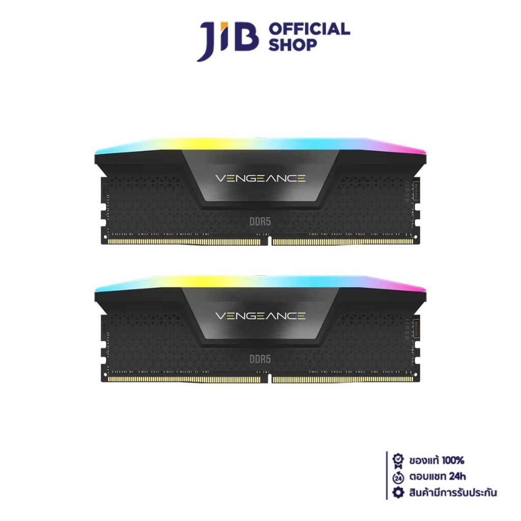 16GB (8GBx2) DDR5 5200MHz RAM (หน่วยความจำ) CORSAIR VENGEANCE RGB DDR5 (INTEL XMP) (BLACK) (CMH16GX5M2B5200C40)