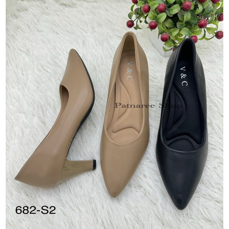 พร้อมส่ง รองเท้าคัชชูทำงาน หนังนิ่ม รุ่น 682-S2 ส้นสูง 2.5 นิ้ว ปลายแหลม Size 35-40