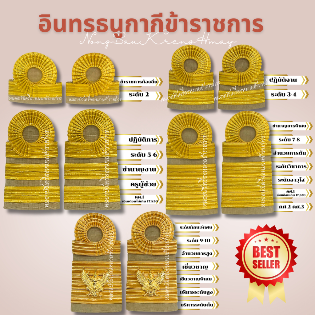 กระดานบ่าข้าราชการทั่วไป บ่ากากี  ข้าราชการพลเรือนสามัญ อินทรธนูข้าราชการชุดกากี ครูผู้ช่วย ข้าราชการทั่วไป