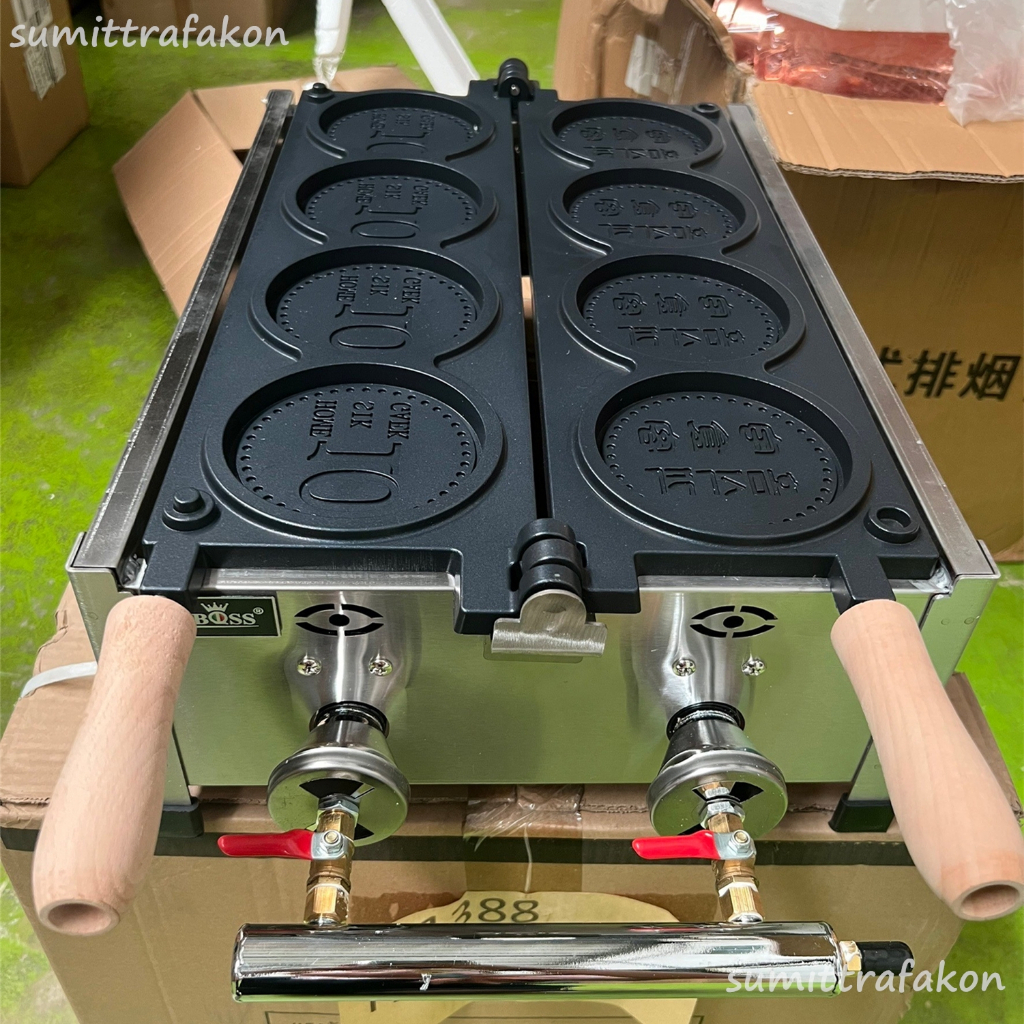 เครื่องทำวาฟเฟิลเหรียญ เกาหลี4ชิ้น เครื่องทำวาฟเฟิลสำหรับใช้แก๊สและไฟฟ้า วาฟเฟิลเหรียญ10วอน