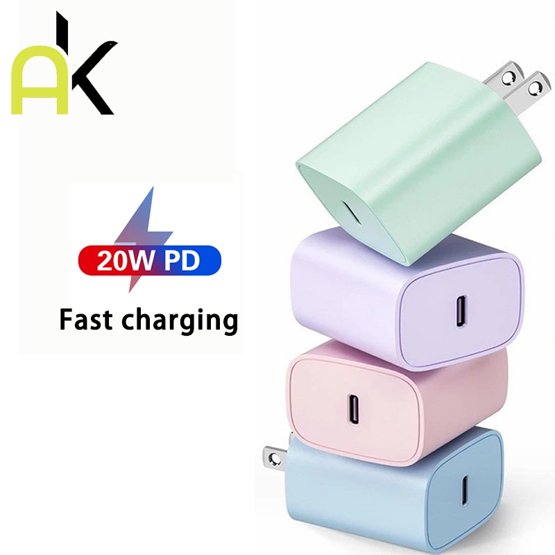 AK หัวชาร์จสองช่องเสียบ หัวชาร์จเร็ว Fast Charger 20W PD Qc3.0 รองรับชาร์จเร็ว