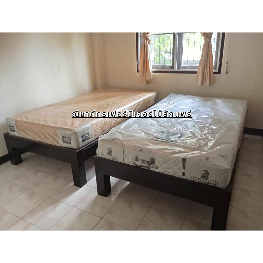 เตียงไม้สัก เตียงนอนไม้สัก เตียงกล่อง ขนาด 3.5 ฟุต