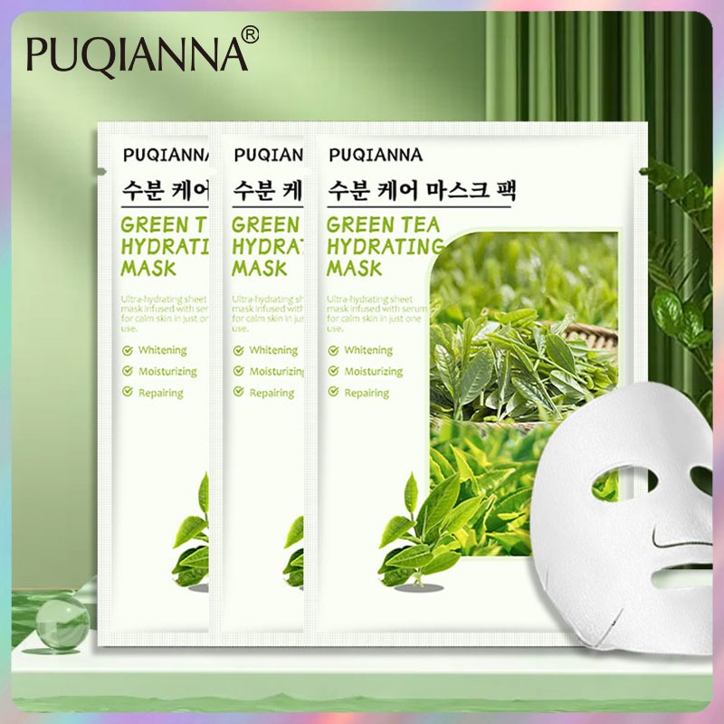 PUQIANNA Green Tea Extract Hydrating Mask มอยซ์เจอร์ไรเซอร์และมาส์กผิวผ่อนคลาย