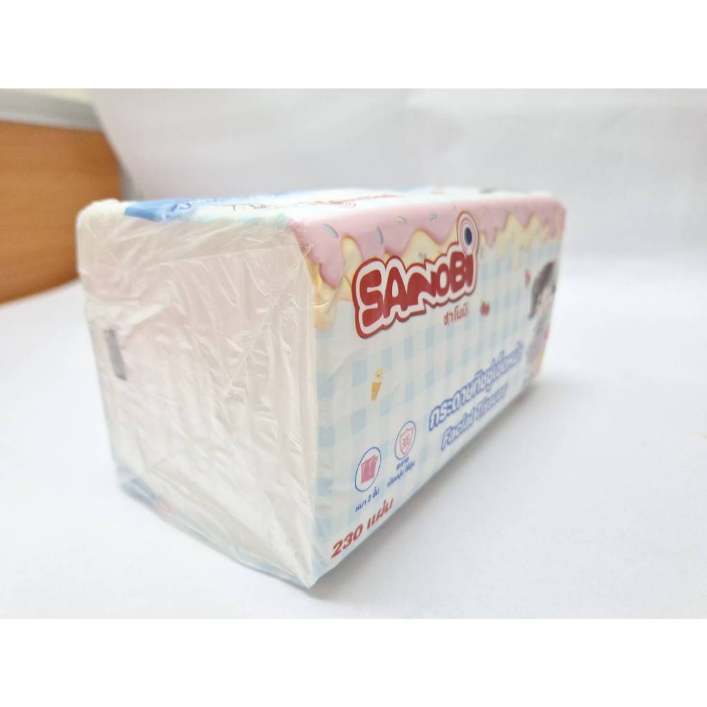 SANOBI กระดาษทิชชู่ กระดาษเช็ดหน้า หนา2ชั้น 230แผ่น/ห่อ 168แผ่น/ห่อ 19×19.5 และห่อสีเขียว-ม่วง - รูปที่ 4