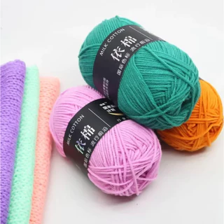 ไหมพรมคอตตอนนม น้ำหนัก50กรัม 86สี ไหมพรม 4ply milk cotton yarn พร้อมส่งจากไทย
