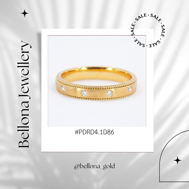 แหวนเพชร แหวนฝัง4เม็ด เพชรแท้ธรรมชาติ น้ำ97-98 vvs ตัวเรือนทองแท้ 18k หนัก 4.1 กรัม