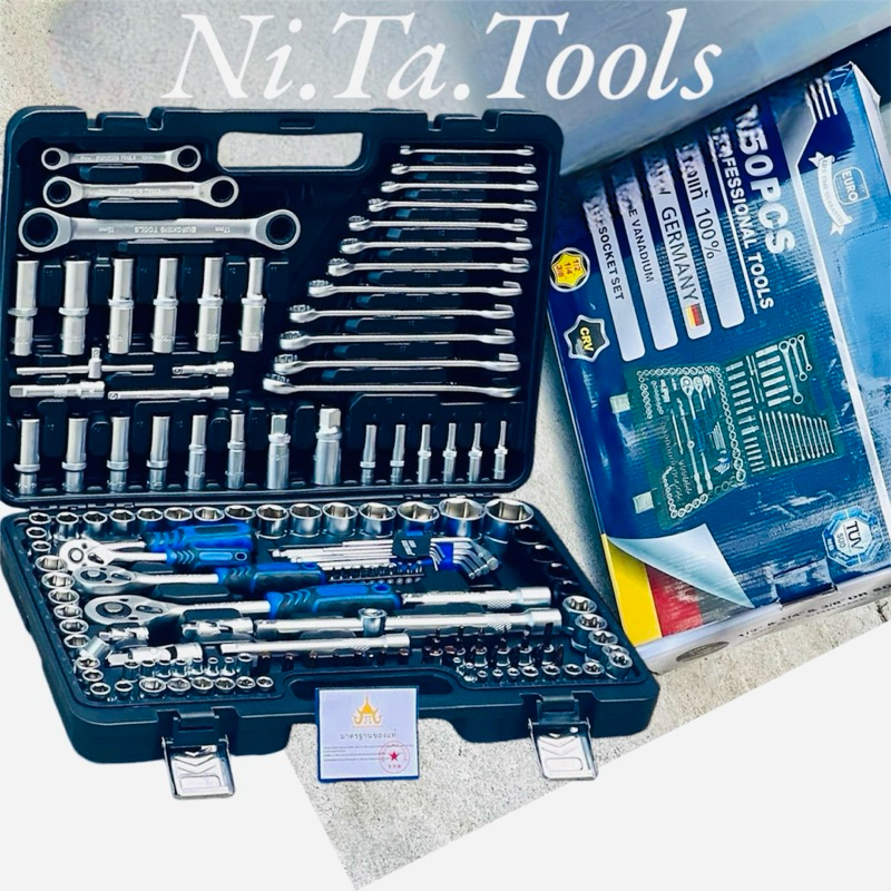 EURO KING TOOLS ชุดบล็อก 150 ตัวชุด บล็อกชุด 1/2" 1/4" 3/8" 6 เหลี่ยม ครบชุด