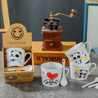 (เซ็ท 10 ใบ) ชุดแก้วกาแฟเซรามิก ถ้วยลายการ์ตูน (มีช้อน+กล่อง) ชุดแก้วของขวัญ ของชำร่วย พร้อมกล่องจ้า