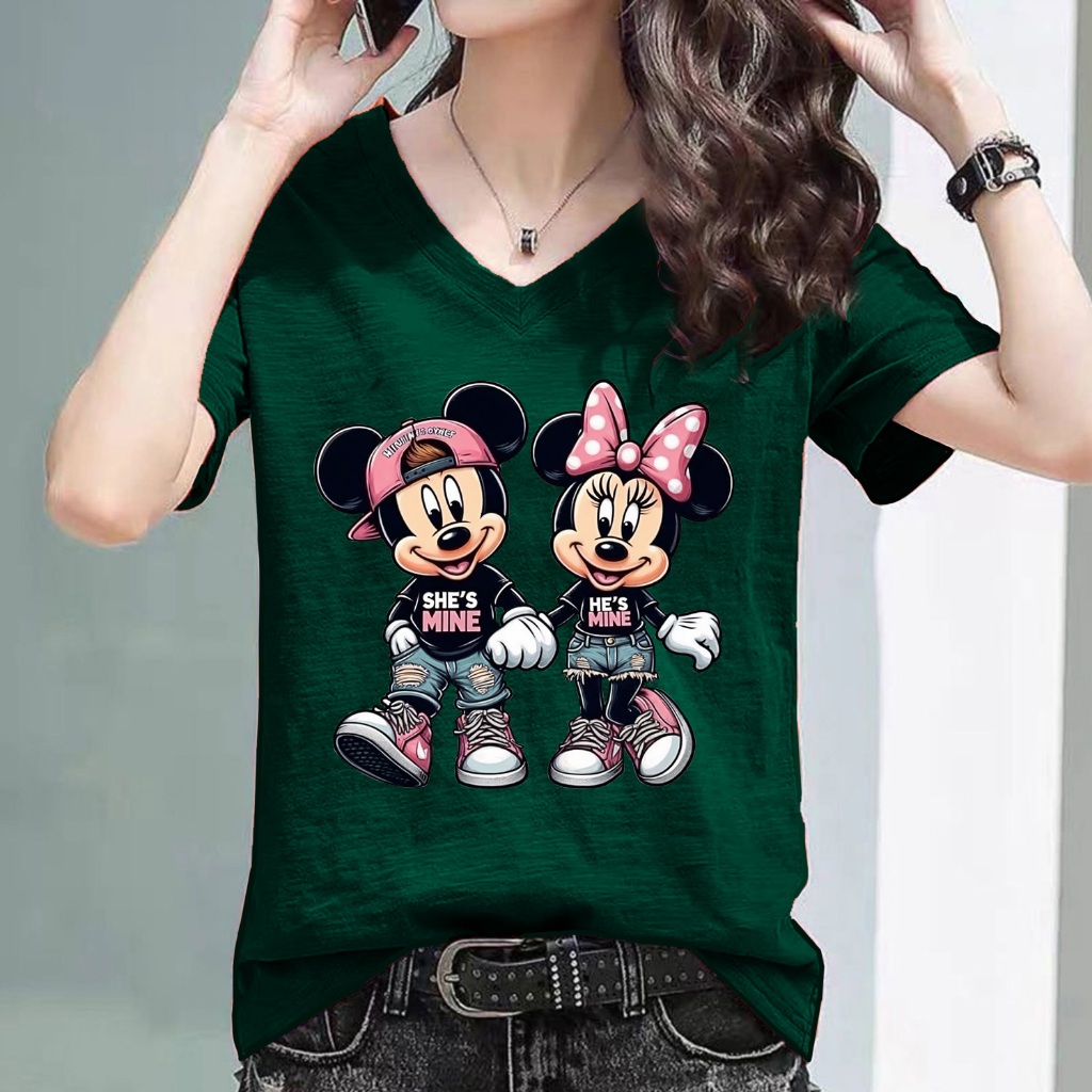 M-6XL เสื้อแฟชั่นเกาหลี เสื้อคู่รัก Mickey ผ้า Cotton100% No.20 ดีไซน์สวยเก๋ High quality รุ่น C419