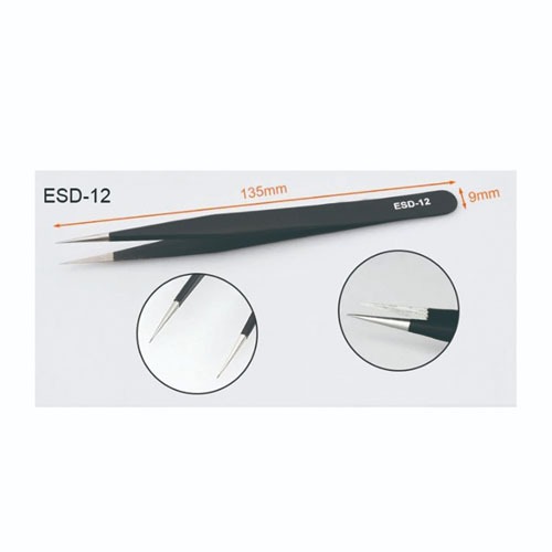 แหนบ สแตนเลสสตีล Tweezer ESD-12 ปลายหัวแหลม ตรง / ESD-15 ปลายหัวแหลม โค้ง รายละเอียด (ป้องกันไฟฟ้าสถิต) - รูปที่ 5