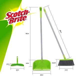 3M สก๊อตช์-ไบรต์ ชุดไม้กวาดและที่โกยผงพร้อมหวีสางสิ่งสกปรก Scotch-Brite Broom with Dustpan