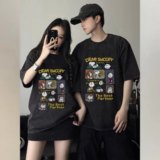 เสื้อยืดฟอกเฟดเทา oversize ลายการ์ตูน cotton100 เนื้อผ้านิ่มม ใส่สบาย เสื้อโอเวอร์ไซส์ผู้หญิงวินเทจเท่ๆ แฟชั่นมาใหม่ 3XL