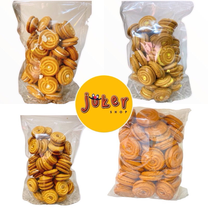 ขนมปัง คุ๊กกี้ครีมขาว,กาแฟ,ทุเรียน,ช็อค (ยอดฮิต) แบ่งขาย น้ำหนัก 250/500/1000 กรัม (ใส่ถุงแก้ว)