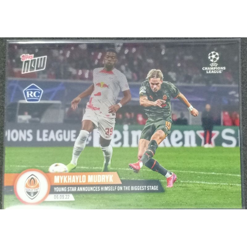 การ์ดฟุตบอล Topps Now Mykhaylo Mudryk RC UEFA Champion League