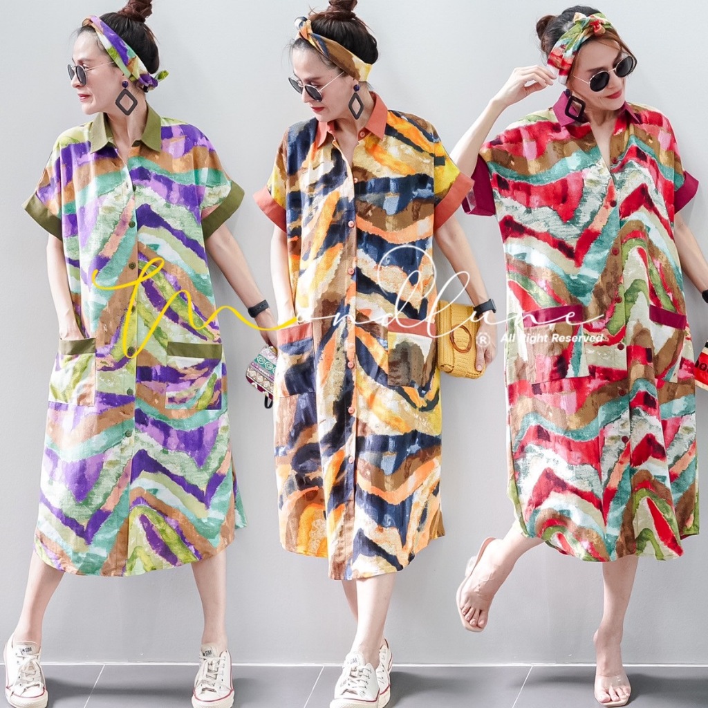 อย่าลืมแวะเข้ามาเก็บโค้ดส่วนลดกันนะคะ NADA80 MondLuneCloth New arrivals Korea style Long dress คอปกเซิ้ต แขนเบิ