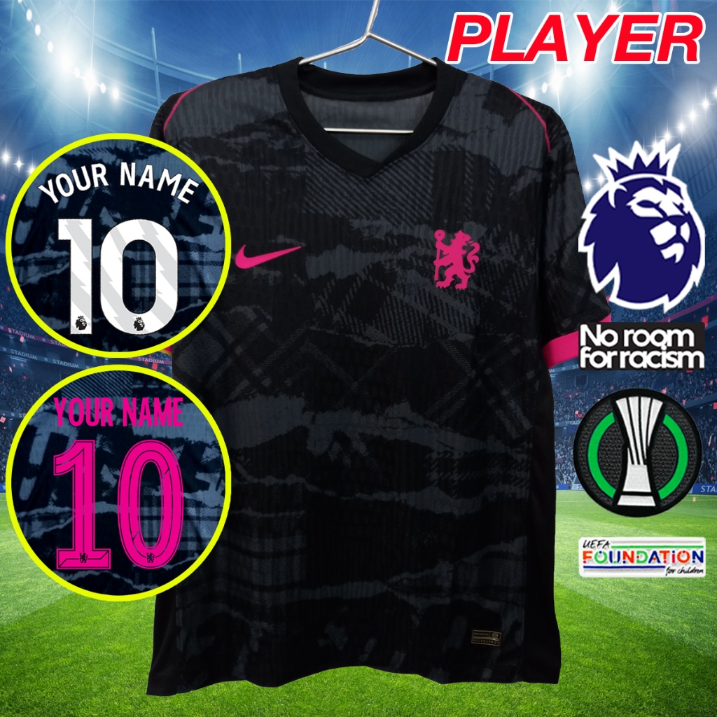 เสื้อฟุตบอลเกรดเพลเยอร์ ทีม เชลซี เยือน ตัวที่3 สีดำลายพราง PY0027 ปี24/25 เกรดPLAYER รับทำชื่อเบอร์ ไซส์เอเชีย S-2XL