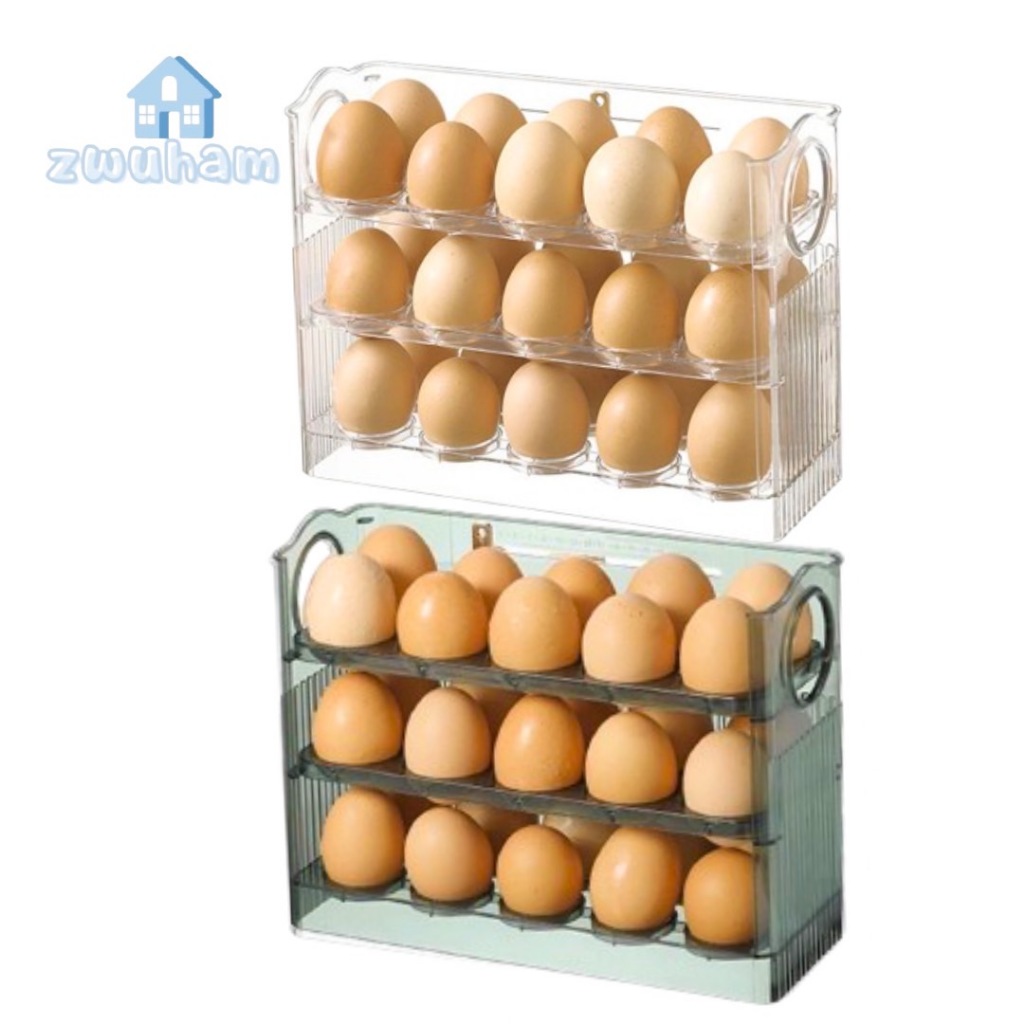 Egg shelf กล่องเก็บไข่ 3 ชั้น วางซ้อนได้ ที่ใส่ไข่ เข้าตู้เย็นได้ ชั้นวางไข่ในตู้เย็น ความจุ 30 ฟอง