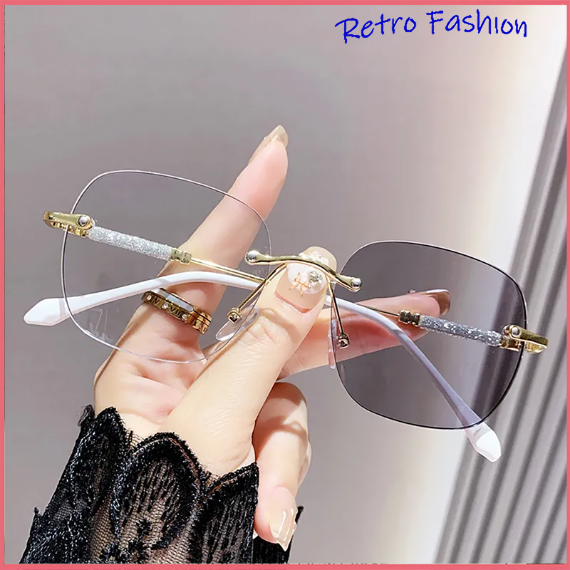 [จัดส่งจากกทม]แฟชั่นเกาหลี แว่นตาไม่มีขอบ แว่นตาแฟชั่นใหม่ะแว่นสายตายาวไร้ขอบ น้ำหนักเบาเป็นพิเศษ(+50°~+400° )แว่นกันแดด