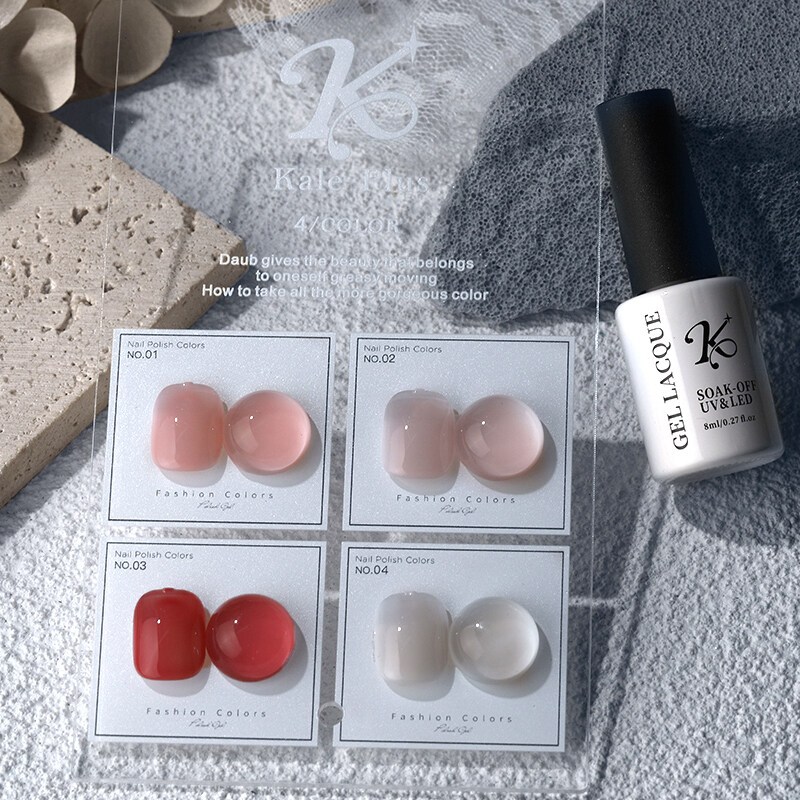 kale plus สีเจลยกเซ็ต4สี สีใส สีเจลทาเล็บ ใหม่น้ําแข็งเจาะเยล แสงบําบัดเจลชุด