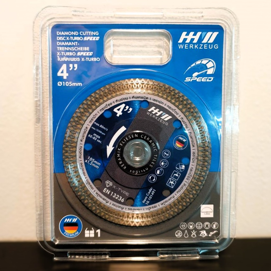 รุ่นใหม่ ใบตัดเพชร ใบตัดเพชรแบบต่อเนื่อง ขนาด 4 นิ้ว HHW รุ่น X-Turbo ใบตัด กระเบื้อง เซรามิก หินแกรนิต แห้ง เปียก