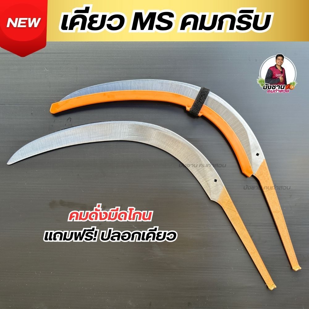 เคียวตัดปาล์ม MS เคียวแมงกานิส คมกริบ ลับคมพร้อมใช้งาน แถมปลอกกันคม เคียวMS นำเข้าจากมาเลเซียแท้