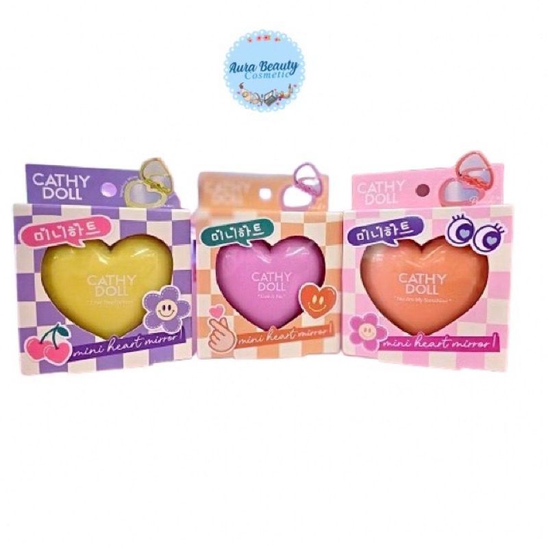 Cathy Doll Heart Shape Makeup Mirror เคที่ดอลล์ กระจกแต่งหน้าพับได้ รูปหัวใจ ขนาดพกพา