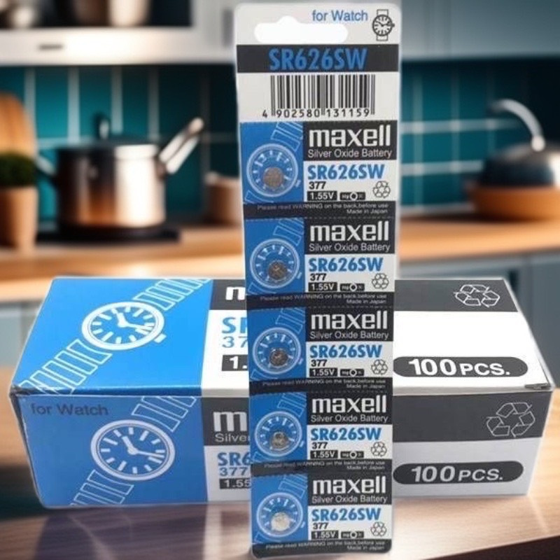 ถ่านกระดุม SR626 SW 377 ของแท้ 💯%(จำหน่าย 1แผง 5ก้อน), AG4 ,maxell ,V377, V565 ,606 ,377A, SR626SW 0