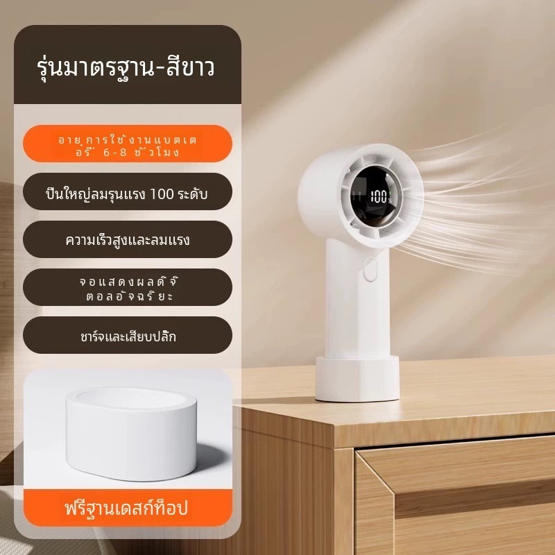 2024 พัดลมพกพา Turbofan 100-Speed 12ชั่วโมง พัดลมมือถือ Pocket Fan Type-C ชาร์จเร็ว