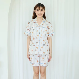 ชุดนอน sliptosleep - Cream Pup Shorts Set