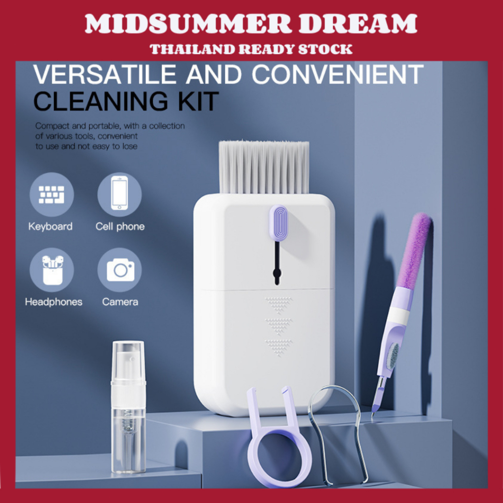 11-in-1 ชุดแปรงทําความสะอาดแป้นพิมพ์คอมพิวเตอร์ / ปากกาทําความสะอาดหูฟัง แบบพกพา / มีแปรงทำความสะอาดและสเปร์ยในตัว