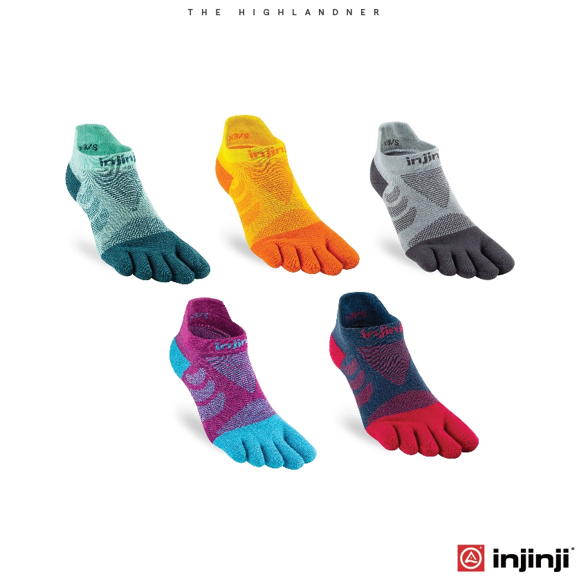 INJINJI Women's Ultra Run No-Show ถุงเท้าวิ่งแยกนิ้วหญิงหนาพิเศษ