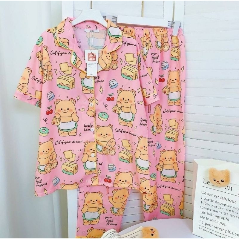 ✅️พร้อมส่ง ชุดนอนน้องหมีเนยใส่คู่แม่ลูก มีแบบขาสั้นและขายาว ผ้าใส่สบาย ในภาพงานจริง