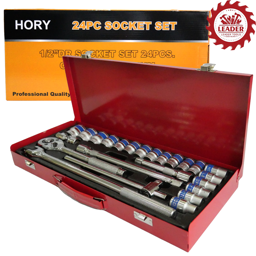 HORY ชุดเครื่องมือ ประแจ ชุดบล็อก 24 ชิ้น ขนาด 1/2 (4หุน) รุ่นใหม่ ชุดเครื่องมือช่าง ชุดเครื่องมือช่างอเนประสงค์ ชุดซ่อม