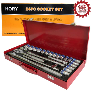 HORY ชุดเครื่องมือ ประแจ ชุดบล็อก 24 ชิ้น ขนาด 1/2 (4หุน) รุ่นใหม่ ชุดเครื่องมือช่าง ชุดเครื่องมือช่างอเนประสงค์ ชุดซ่อม