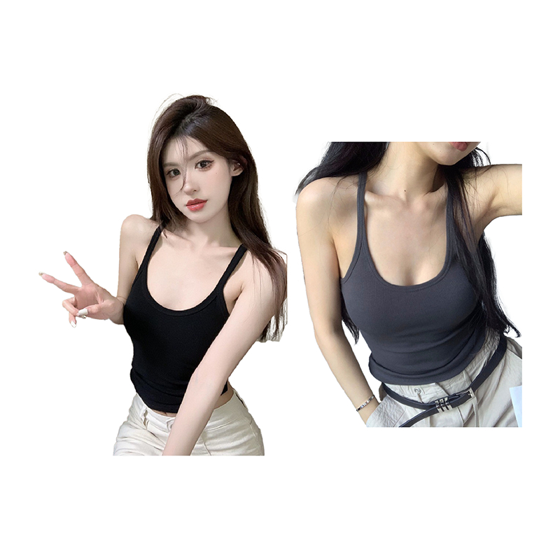 สายเดี่ยวคอกลม ผ้าร่องเล็กเข้าทรงสวย Freesize มีให้เลือก 2 สี