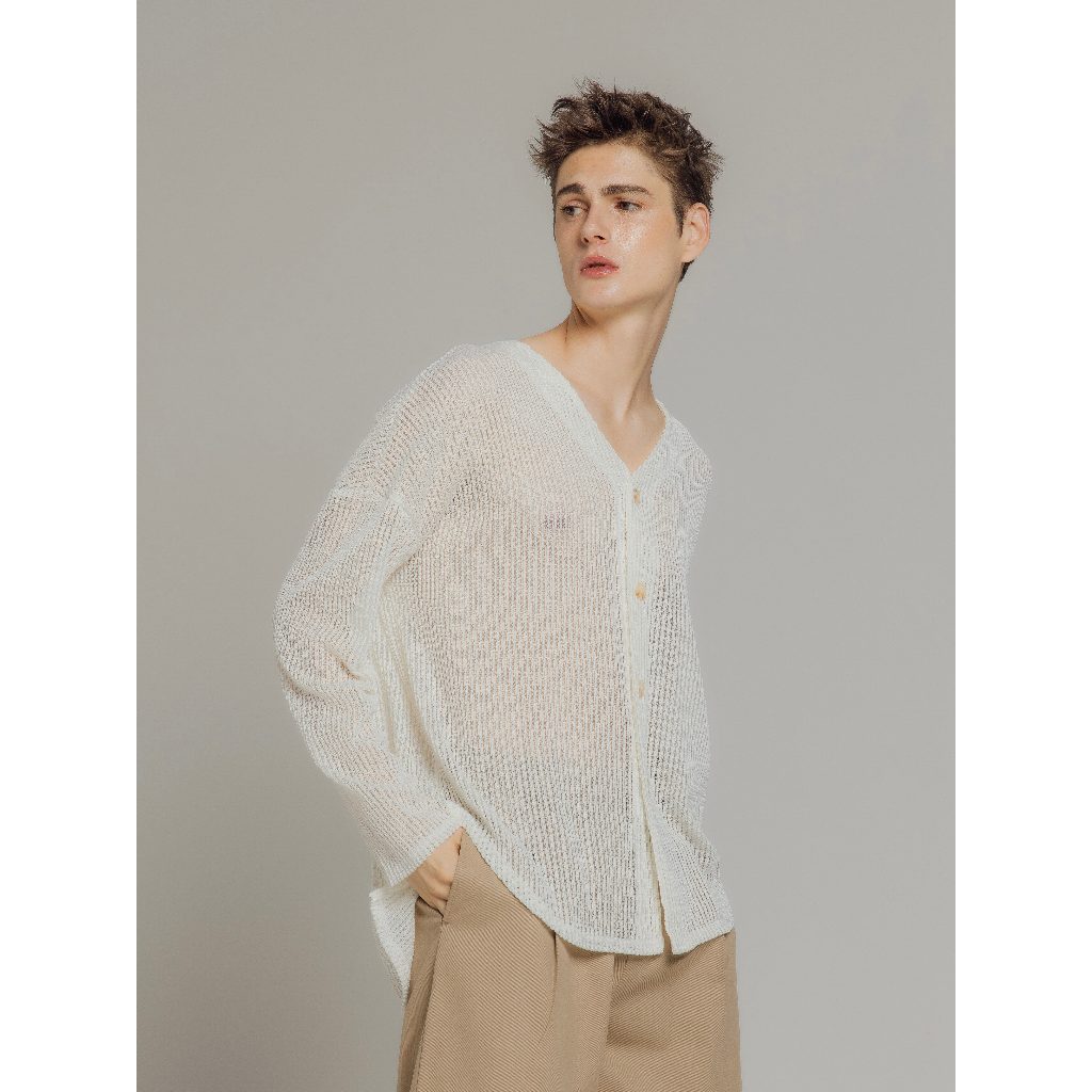 KINS | เสื้อแขนยาวตาข่ายสไตล์เกาหลี คอวี (KS12)