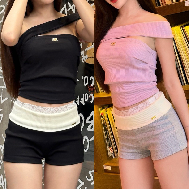 Bebby pants กางเกงขาสั้นพับขอบแต่งขอบลูกไม้🧴🎀 siristylebkk (SR08)