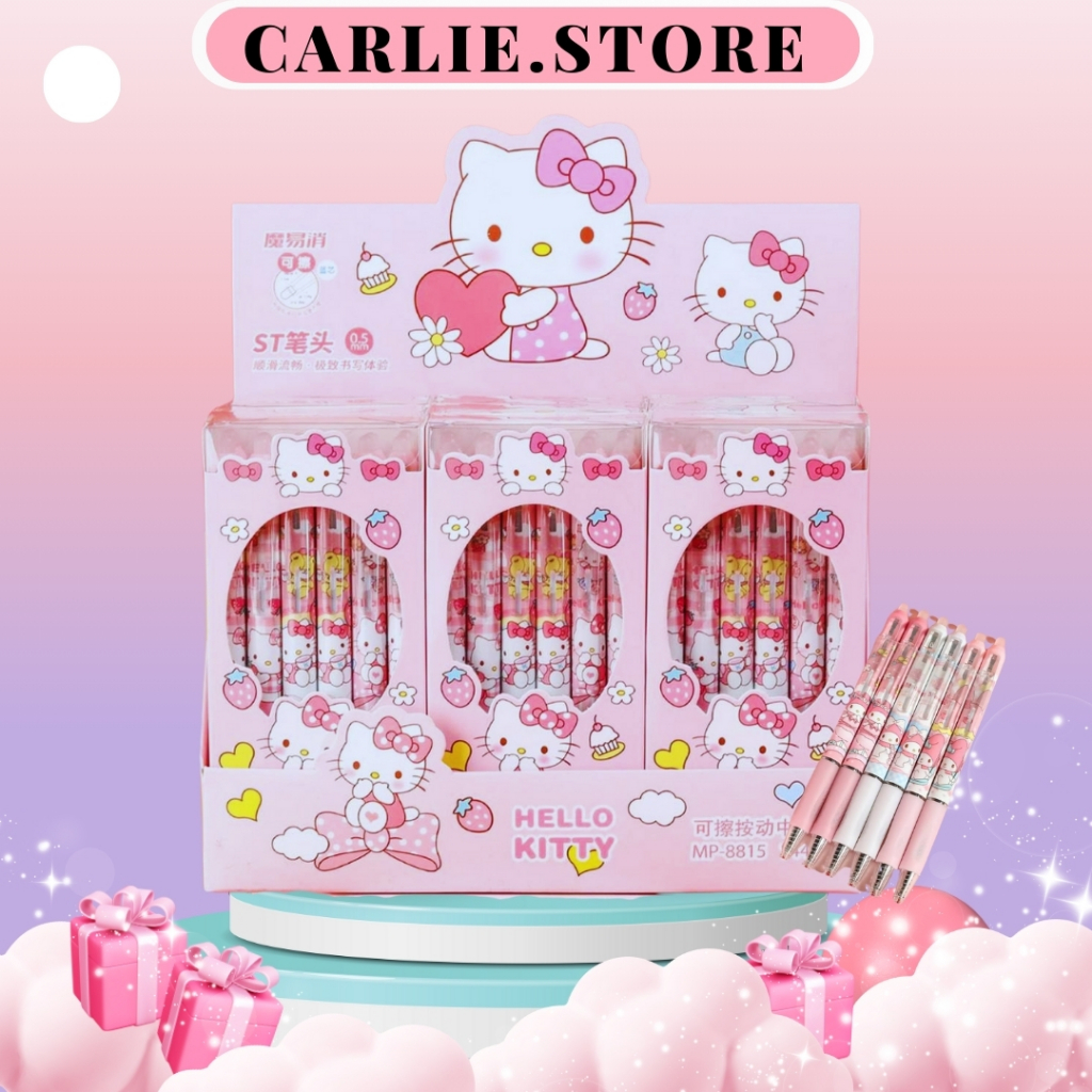 ปากกาเจลลบได้บางลาย ดีไซน์ลาย Sanrio คุโรมิ อุปกรณ์การเรียน หมึกน้ำเงิน หัวปากกา 0.5 มม. (จุ่มลาย)