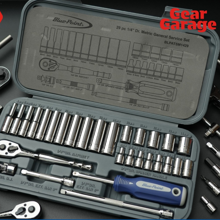 ชุดบล็อกขนาดข้อต่อ 1/4" จำนวน 29 ชิ้น BLUE-POINT NO.BLPATSM1429 Set Socket 1/4"Dr. 29pcs.