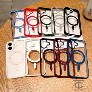 ส่งจากไทย เคสอะคริลิคชาร์จได้ ขอบสี งานกล่องขาว สำหรับ ไอโฟน 16 Pro Max 13 11 12 14 15 17 PROMAX 7 8 plus xr x xs max